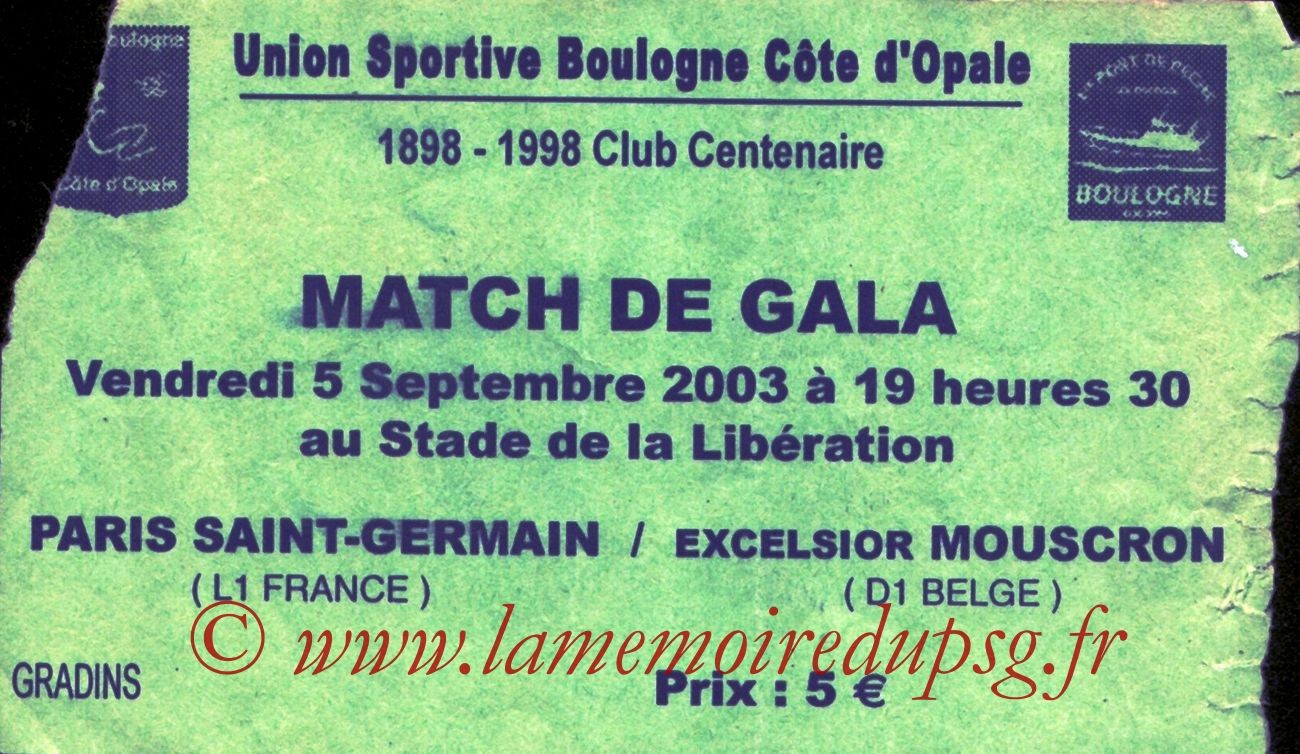 2003-09-05   PSG-Mouscron (Amical à Boulogne sur Mer)