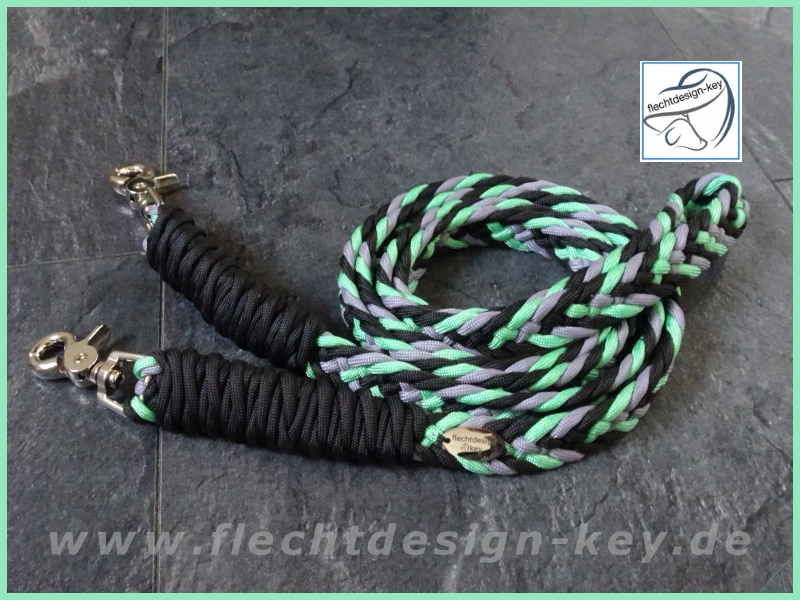 Paracord Zügel flach geflochten, Flechtzügel geschlossen
