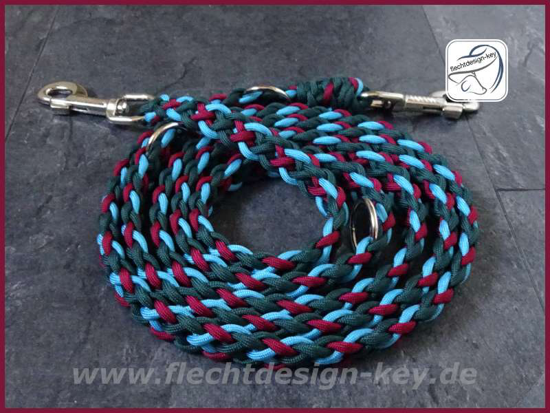 Flach geflochtene Hundeleine aus Paracord, Cross Braid