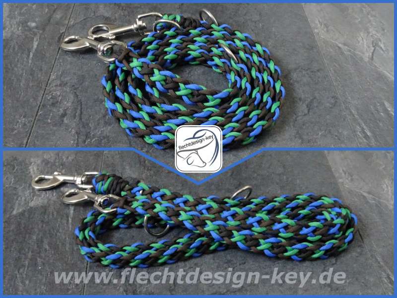 Flache Hundeleine aus Paracord geflochten, Cross Braid