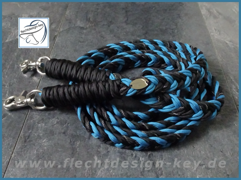 Flach geflochtene Paracord Zügel mit Snaps, 5Strand Braid