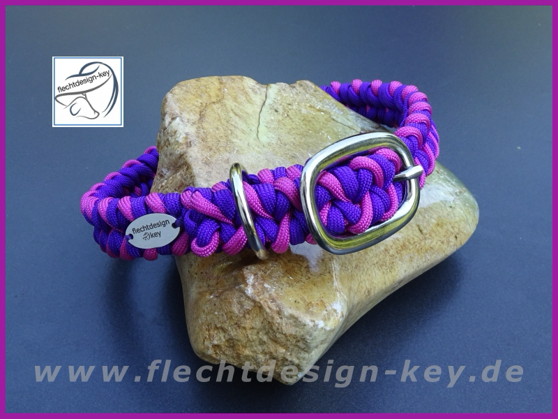 Paracord Halsband geflochten mit Dornschnalle verstellbar, Muster Cat Claw