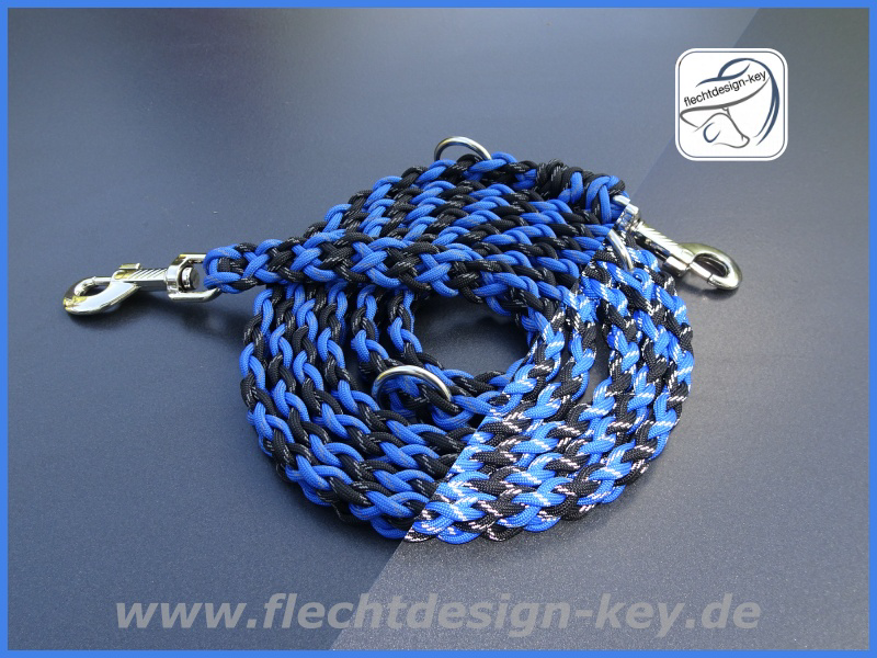 Hundeleine reflektierend aus Paracord flach geflochten "Cross Braid"