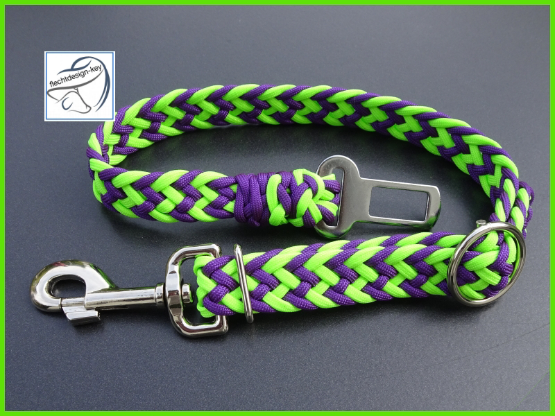 Gurtadapter, Hundegurt aus Paracord flach geflochten