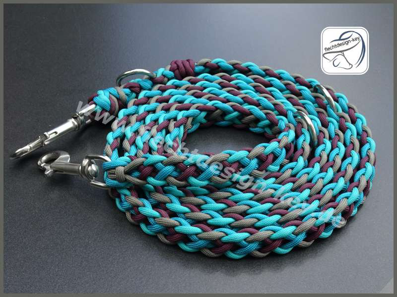 Hundeleine aus Paracord flach geflochten, Cross Braid