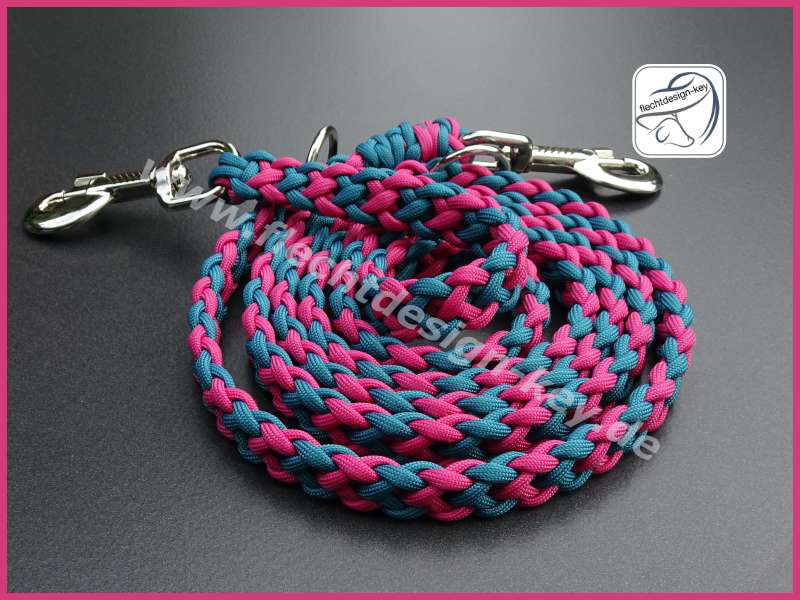 Flache verstellbare Hundeleine aus Paracord, Cross braid