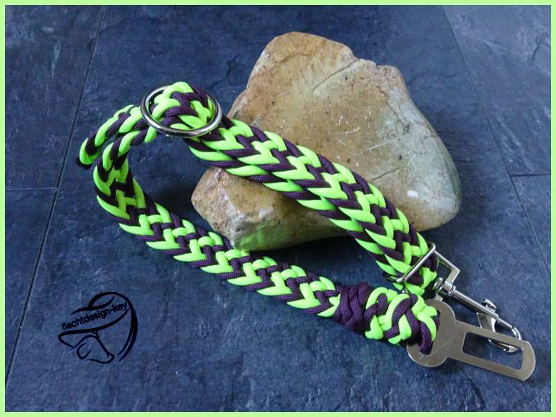 Gurtadapter, Hundegurt aus Paracord flach geflochten