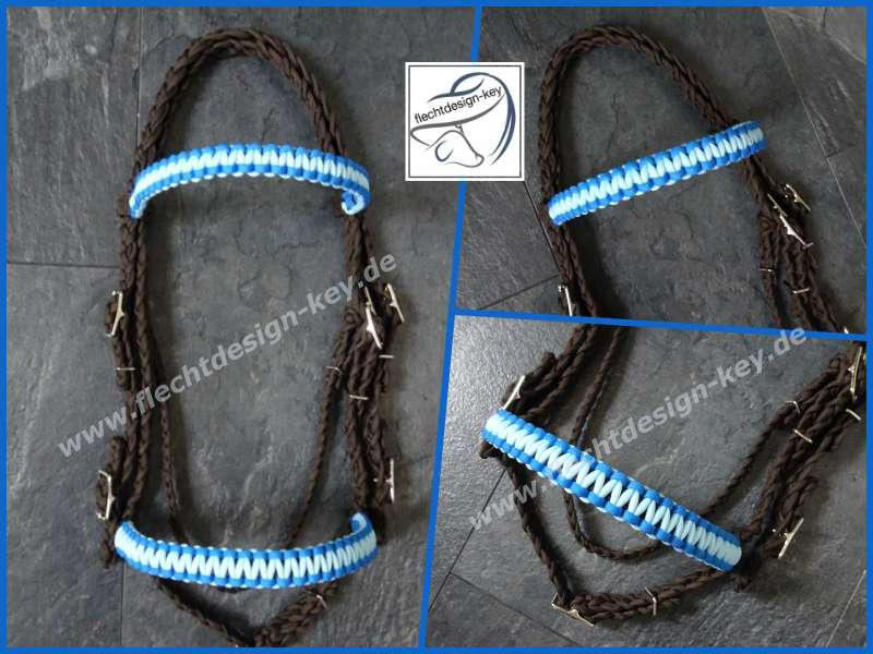 Geflochtene Trense Englisch mit Reithalfter aus Paracord