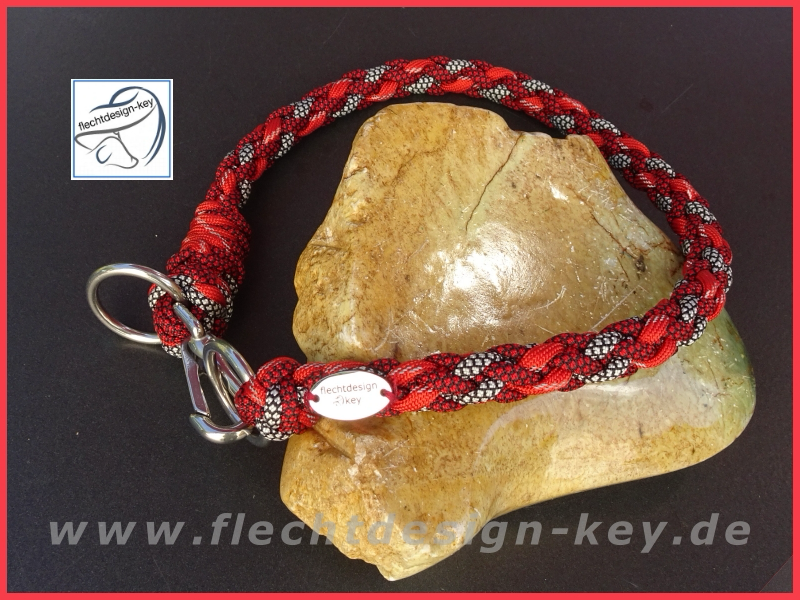 Rund geflochtenes Hundehalsband aus Paracord mit Edelstahlkarabiner