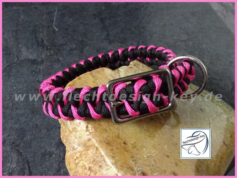 Halsband aus Paracord geflochten, Dornschnalle