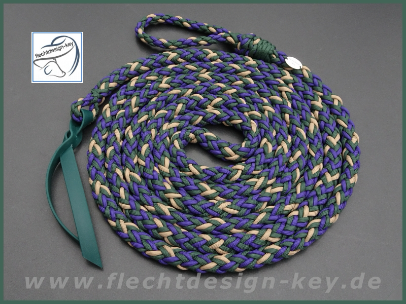 Bodenarbeitsseil aus Paracord geflochten, Schlaufe und Biothane-Klatsche