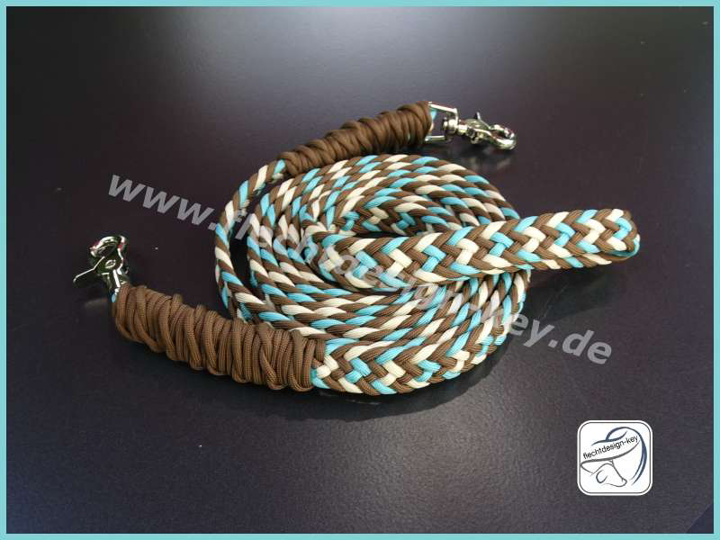 Geschlossene Zügel flach geflochten aus Paracord, 20mm Fischgrät