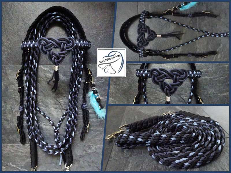 Flechttrense, Paracordtrense, Westerntrense geflochten mit flach geflochtenen Zügeln "Woven Flat Braid"