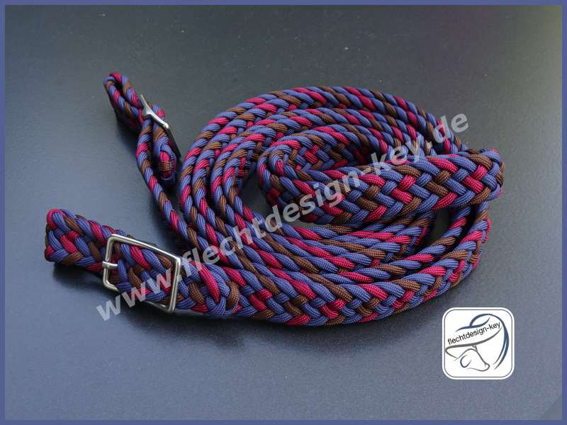 Geschlossene Flechtzügel flach 20mm Fischgrät mit Dornschnallen
