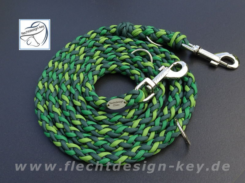 Verstellbare Paracord Hundeleine 8fach Gaucho, grün