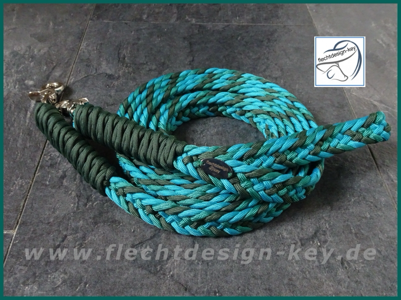 Flechtzügel flach aus Paracord geflochten, 18mm Fischgrät