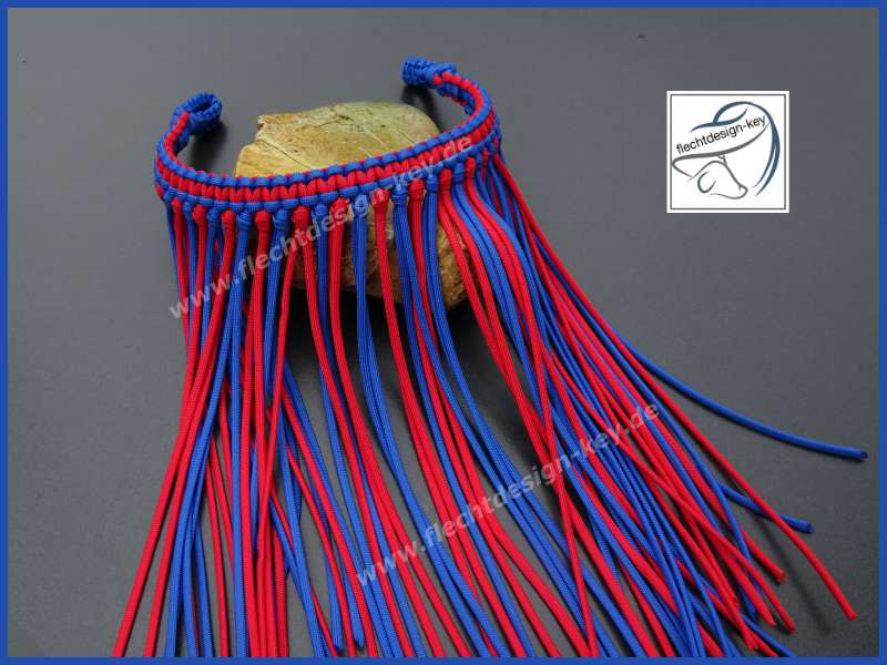 Stirnband mit Fliegenfransen aus Paracord geflochten