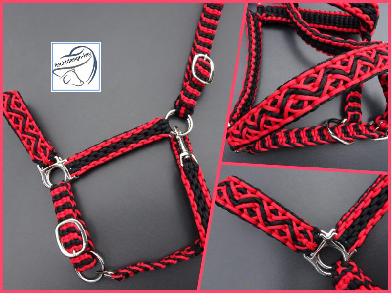Paracord Halfter rot, schwarz