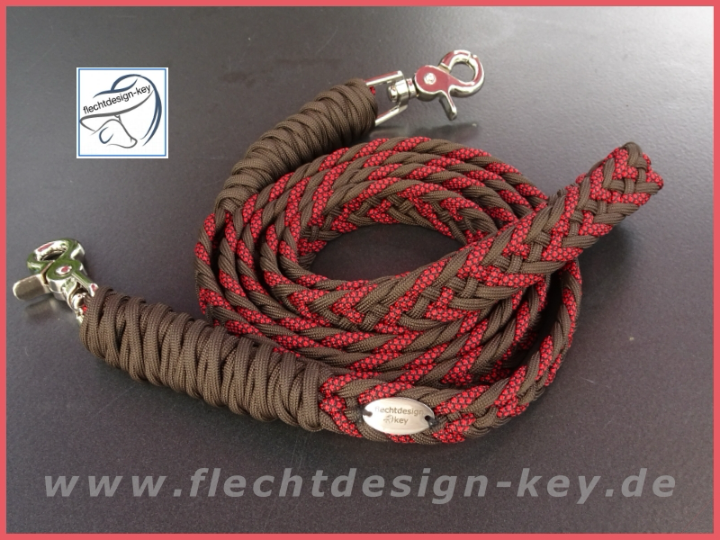 Flache Paracordzügel geflochten mit Snaps, 18mm Fischgrät