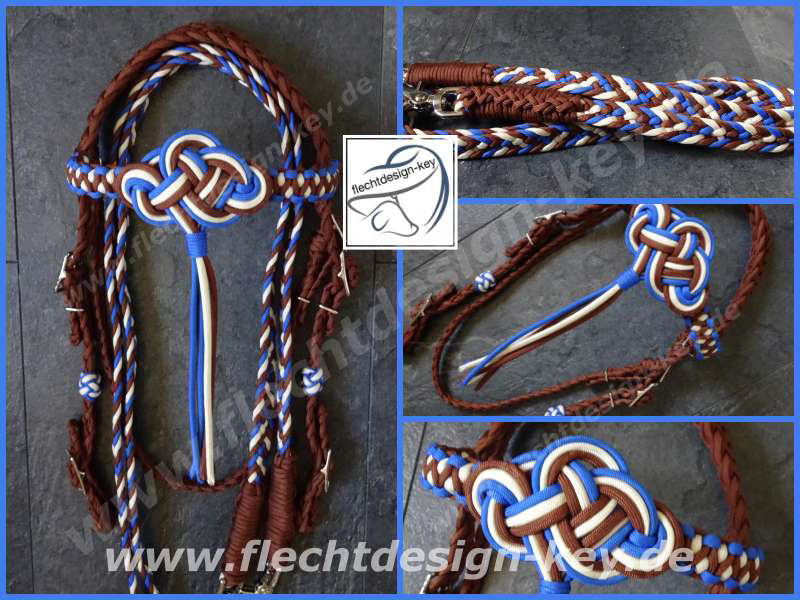 Westerntrense aus Paracord geflochten mit flachen geflochtenen Zügeln