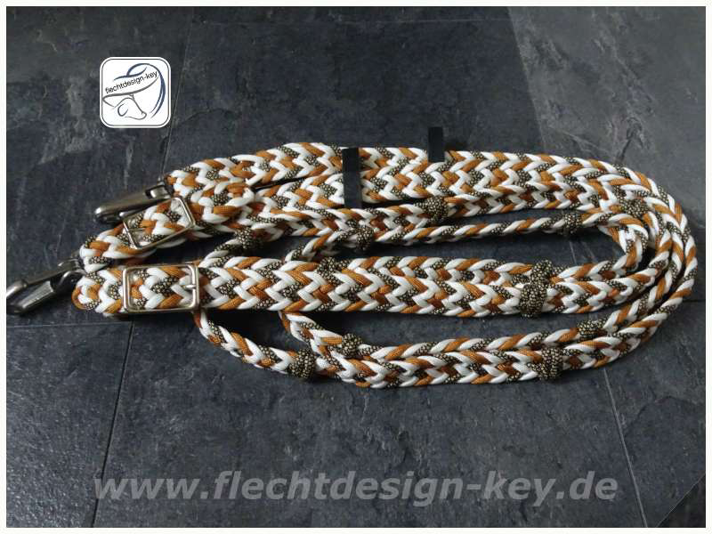 Paracordzügel flach geflochten 20mm Fischgrät zum Einschnallen mit Stegen und mittig mit Schnalle