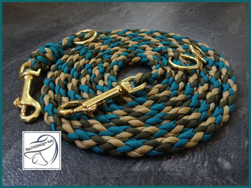 Paracord Hundeleine, Flechtleine, Messingbeschläge