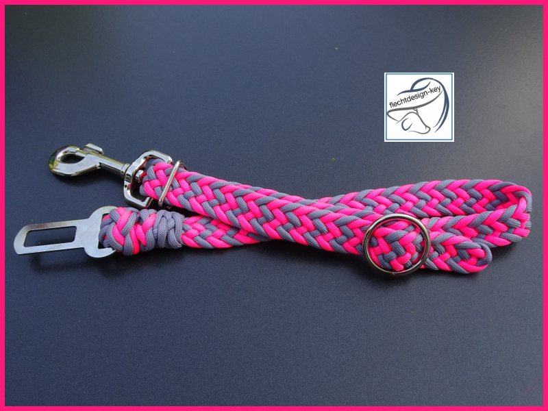 Hundegurt, Autogurt, Gurtadapter aus Paracord flach geflochten