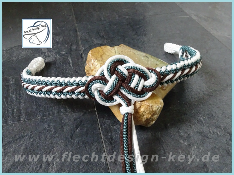 Stirnband, Stirnriemen für Pferdezäume aus Paracord geflochten