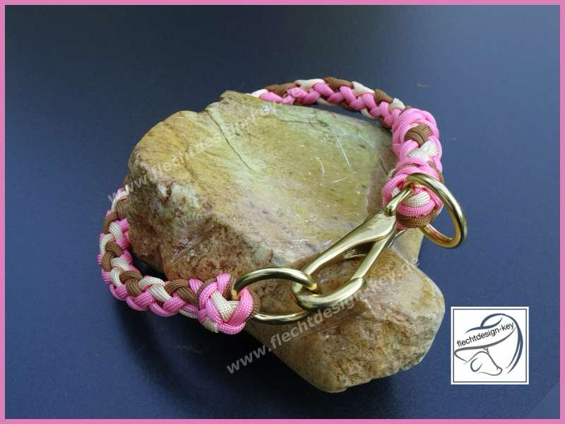 Rund geflochtenes Hundehalsband aus Paracord mit Messingkarabiner