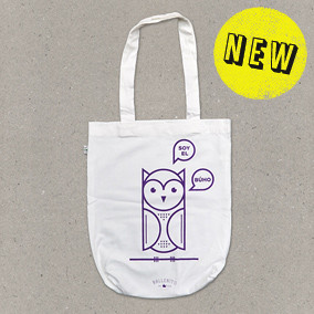 Ballenito Stofftasche weiss mit Eule in violett
