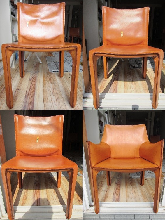 展示品　カッシーナ　キャブ　ナ総本革　レザー　ダイニングチェア 赤茶　名作 カッシーナで一番人気のダイニングチェア！「キャブ」で始める