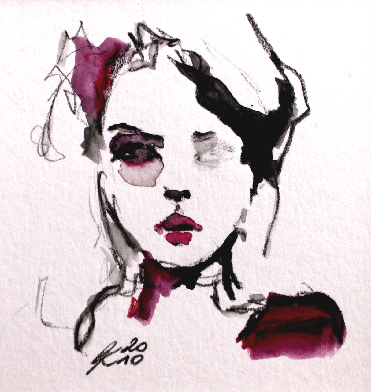 Portrait, small size, water colour on paper