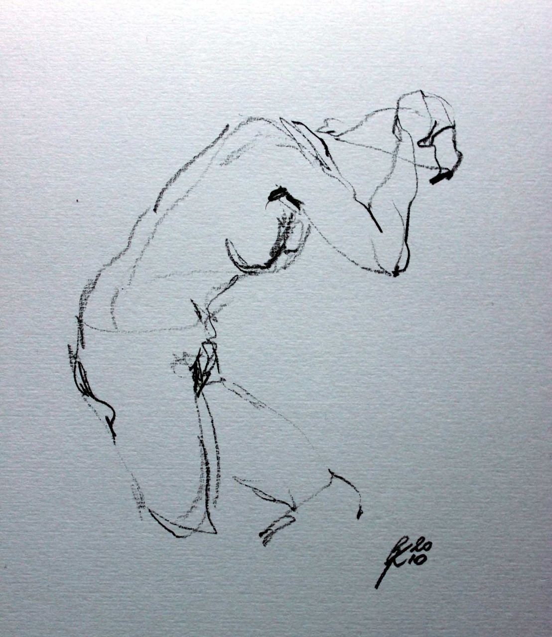 Nude study, chalk on paper