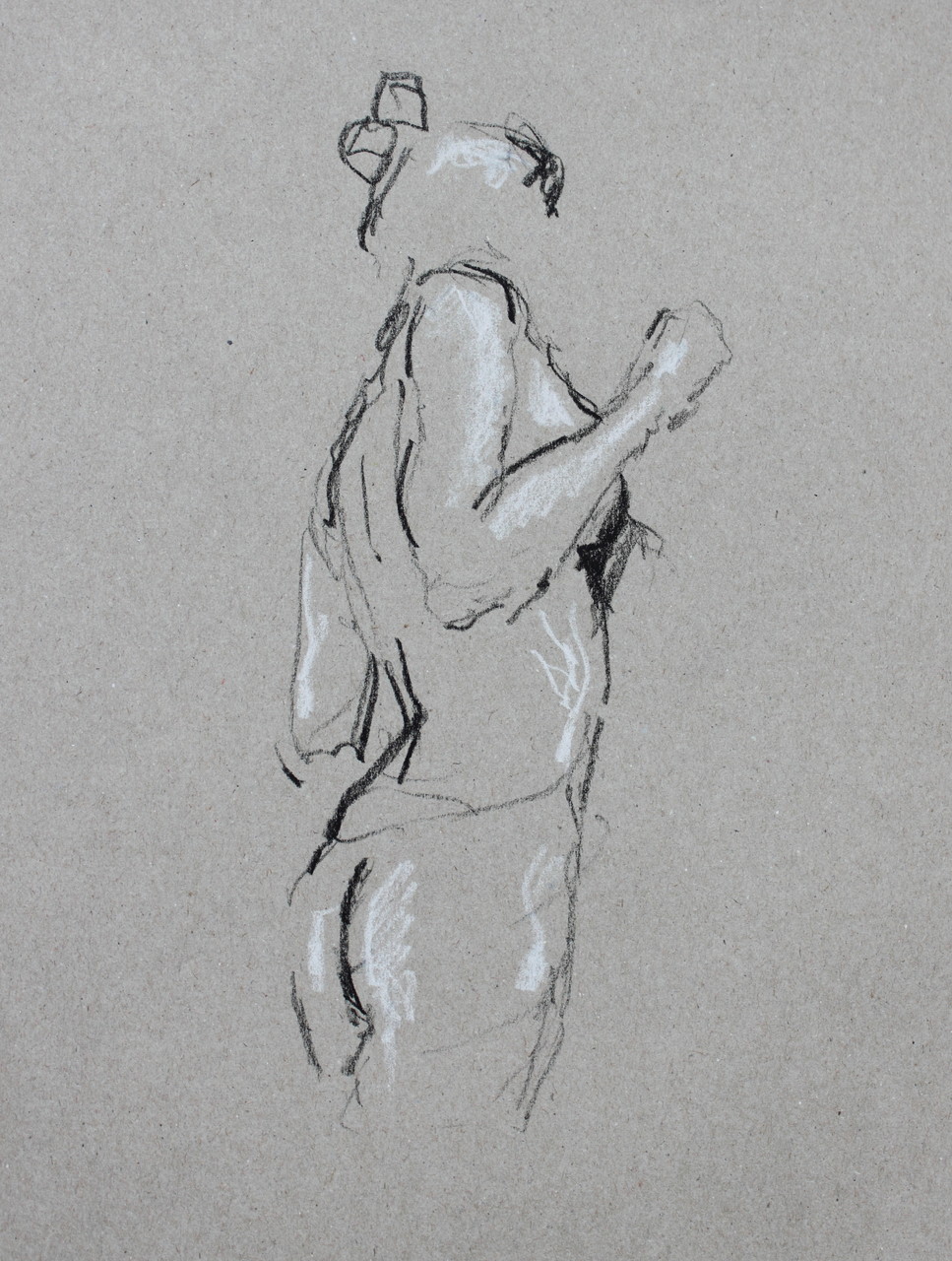 Nude study, chalk on paper