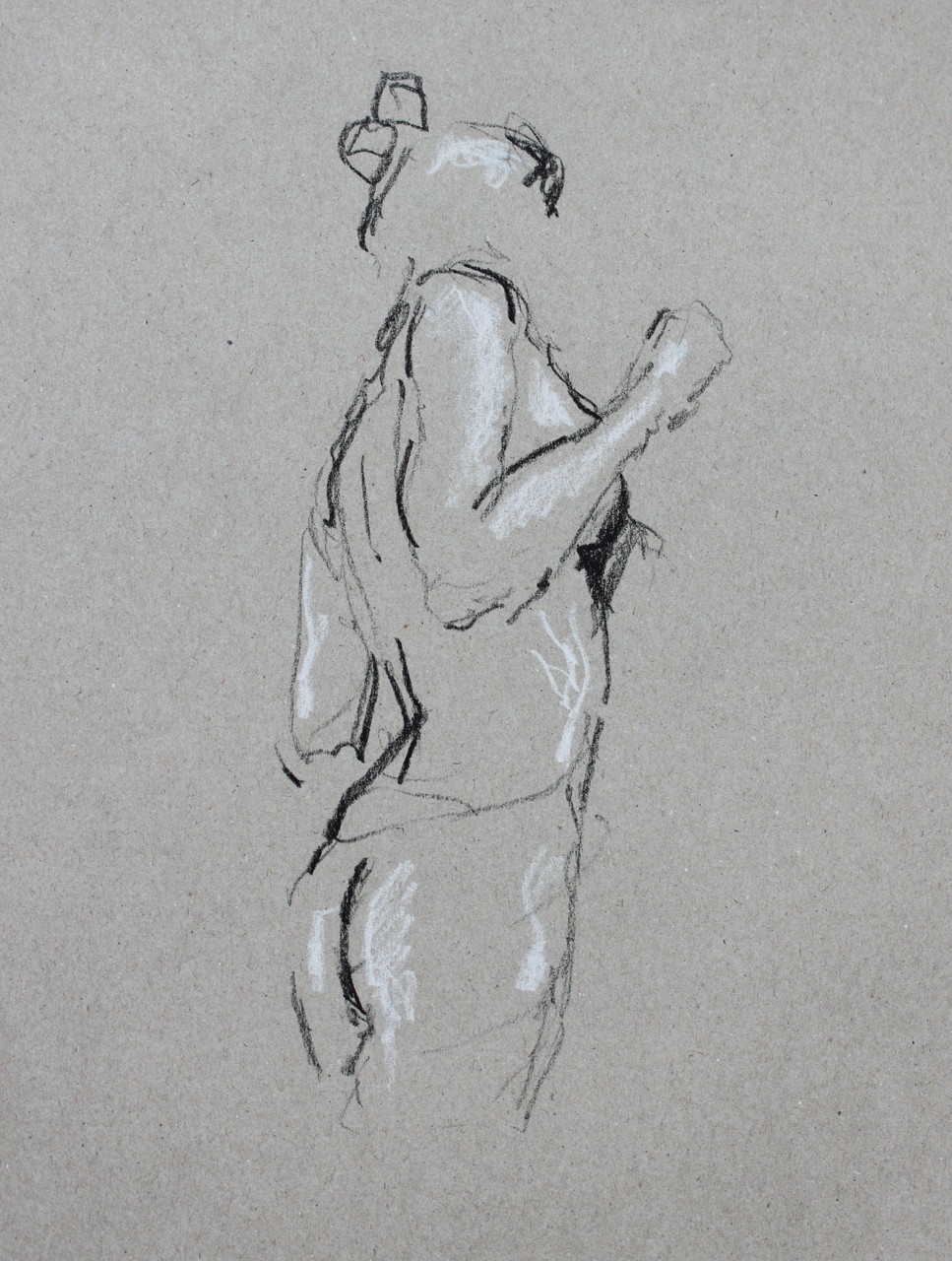 Nude study, chalk on paper