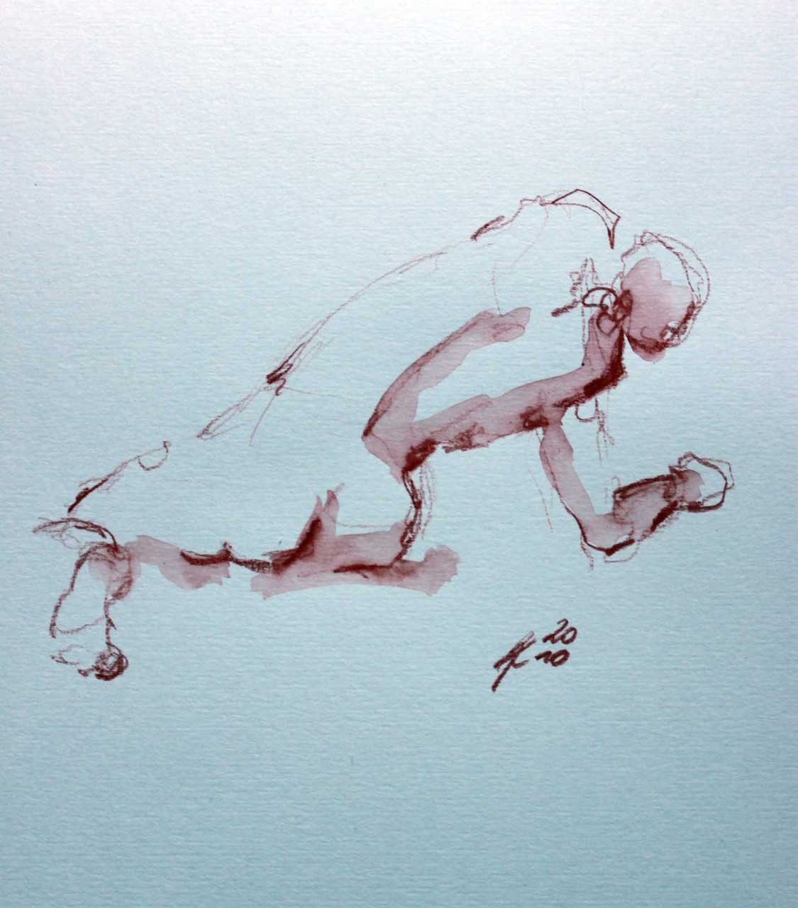 Nude study, water colour and pencils