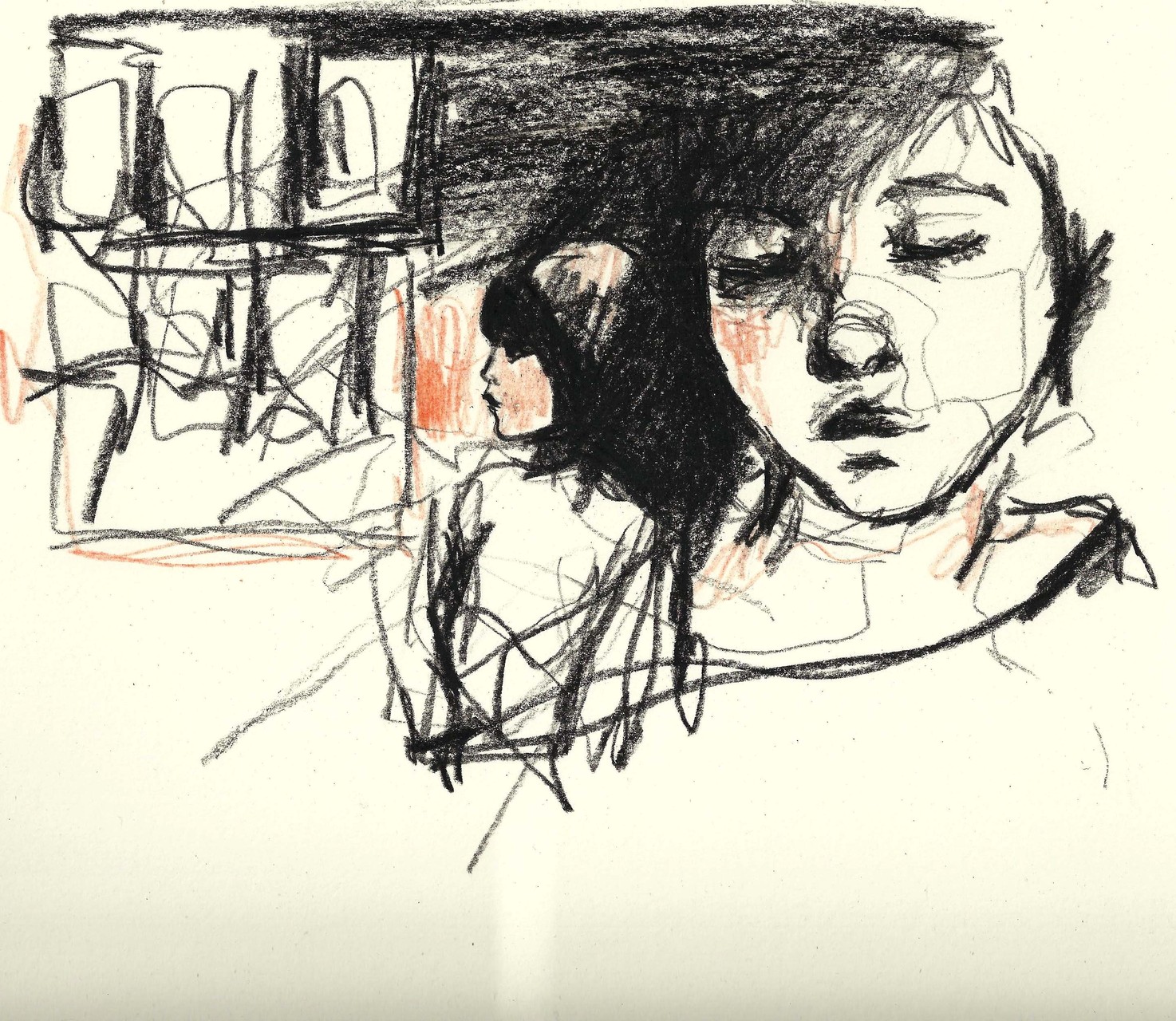Sketch on paper, 20 x 24 cm, chalk on paper
