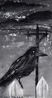 "The Crow" acrylic on wood