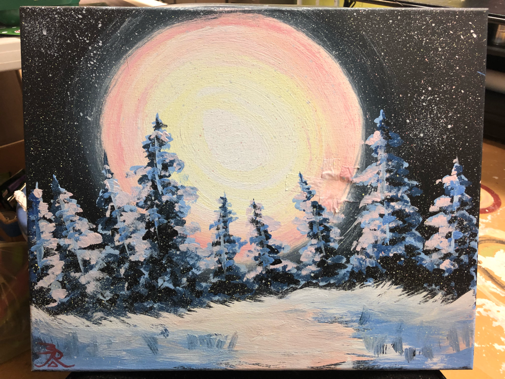 “Winter Scene” acrylic on 11x14 stretched canvas 