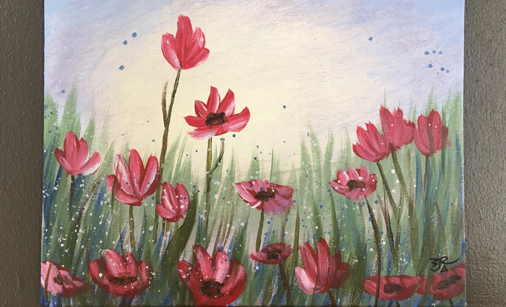 “Poppy Fields” acrylic on 8x10 canvas panel 