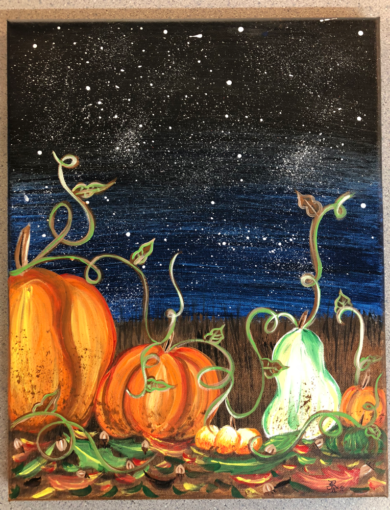 “Pumpkin Patch” acrylic on 11x14 stretched canvas