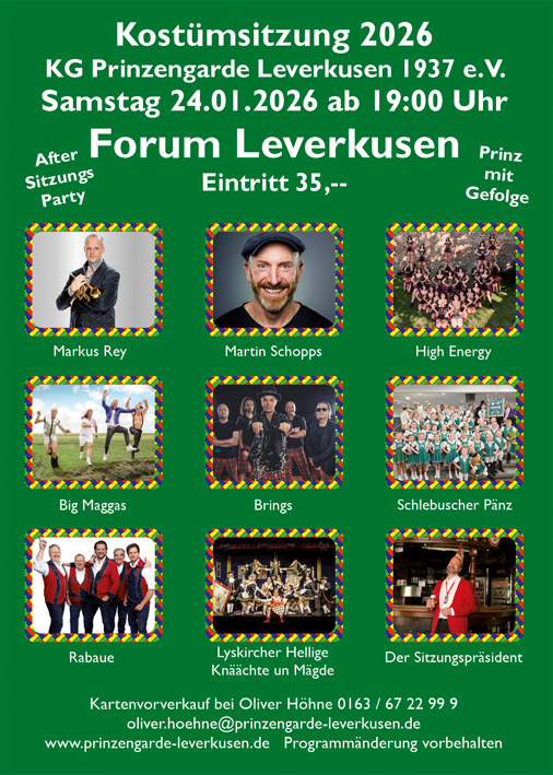 Karneval feiern in Leverkusen - Kostümsitzung der Prinzengarde Leverkusen