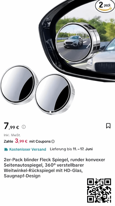 Auto Rückspiegel, Toter-Winkel-Spiegel (Tiktok Shop)