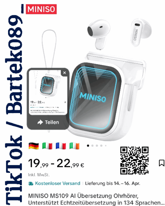 Echtzeitübersetzer Miniso MS109n Tiktok_Shop, Showcase, Bartek089_
