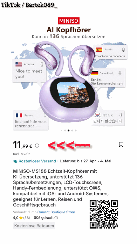 Echtzeitübersetzer "MIMISO MS188" Tiktok-Shop