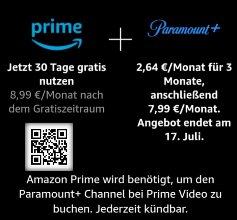 30 Tage Gratis (Prime + Paramount)