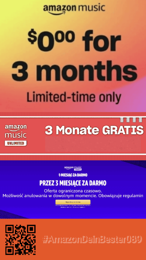 Musik ohne Werbung bis ins neue Jahr. MUSIC Unlimited, Amazon Prime Music 3 Monate kostenlos. Danach oder davor kannst du Amazon Prime 30 Tage ausprobieren, da ist auch Music Unlimited dabei, also kannst du dir gerne 4 Monaten ausschöpfen. SEHR GUT 👍