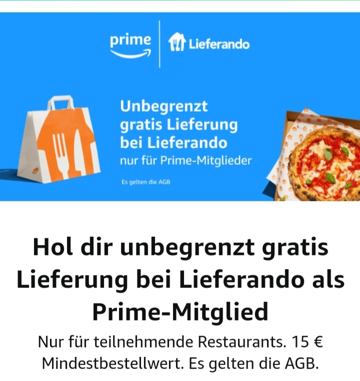 Lieferando (Gratislieferungen) wenn du ein Primekunde bist. 