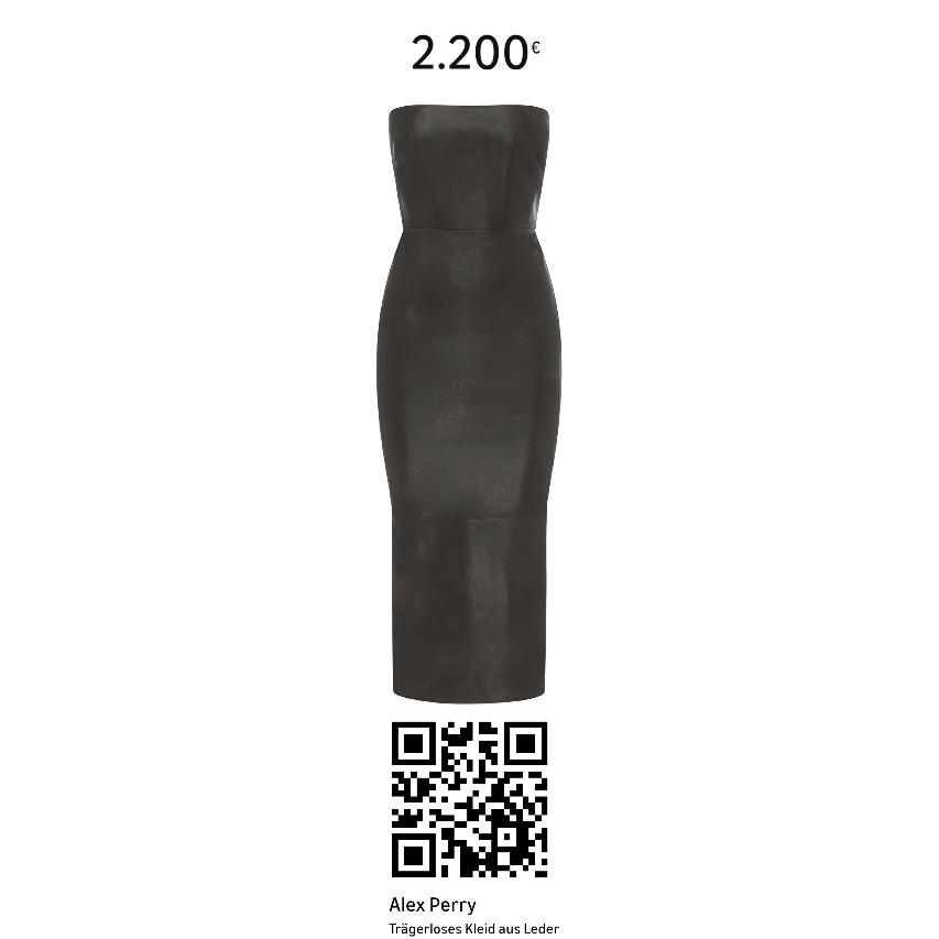 Alex Perry, trägerloses Kleid aus Leder. AMAZPN Luxury Stores, DB089