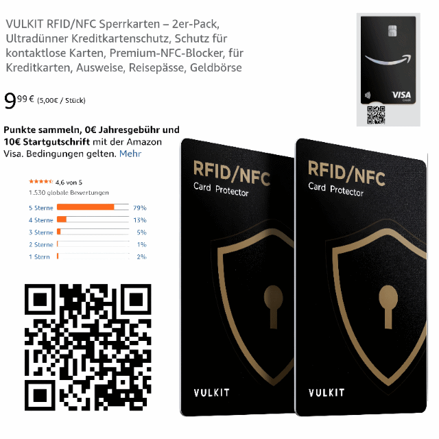 RFID / Unverzichtbar in der Heutigen Zeit – Reisen Sie mit unseren RFID-Sperrkarten sicher und vertrauensvoll durch unsichtbare Hightech-Taschendiebe. Schützen Sie Ihre persönlichen Daten vor dem drahtlosen Diebstahl durch Karten-Skimming-Kriminelle, indem Sie Kartenleser oder Scanner verwenden, um Ihre Informationen und Ihr Geld zu klonen.